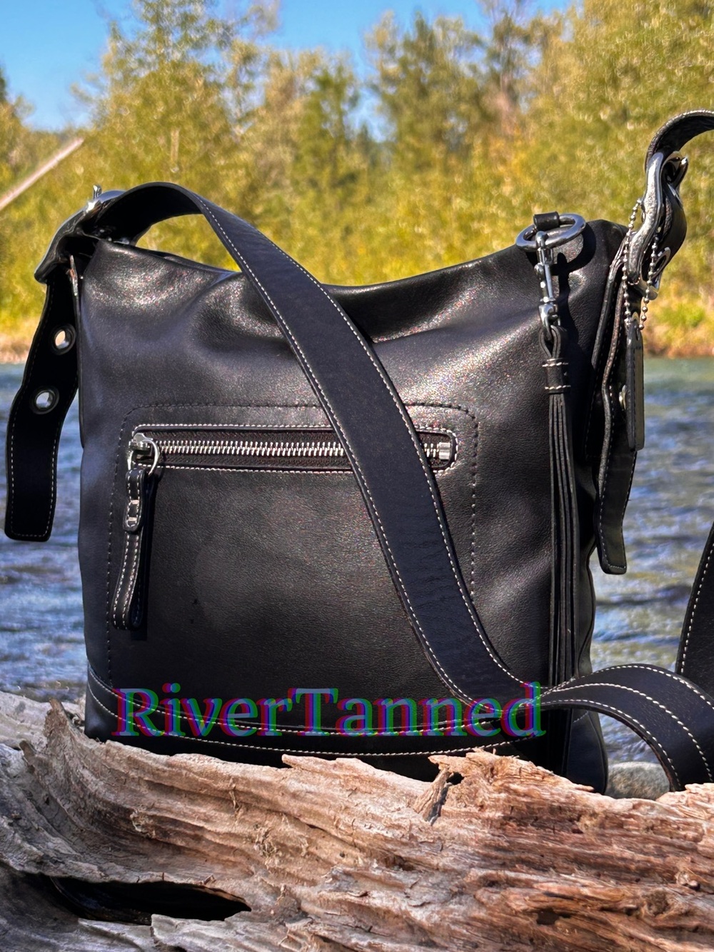 Vintage Coach 1415 Black Leather Legacy Slim Hobo Shoulder Bag